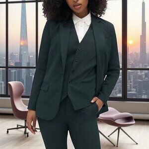 NWT SuitShop Dark Green Suit Jacket Blazer Office Siren Holiday Womens Size 00